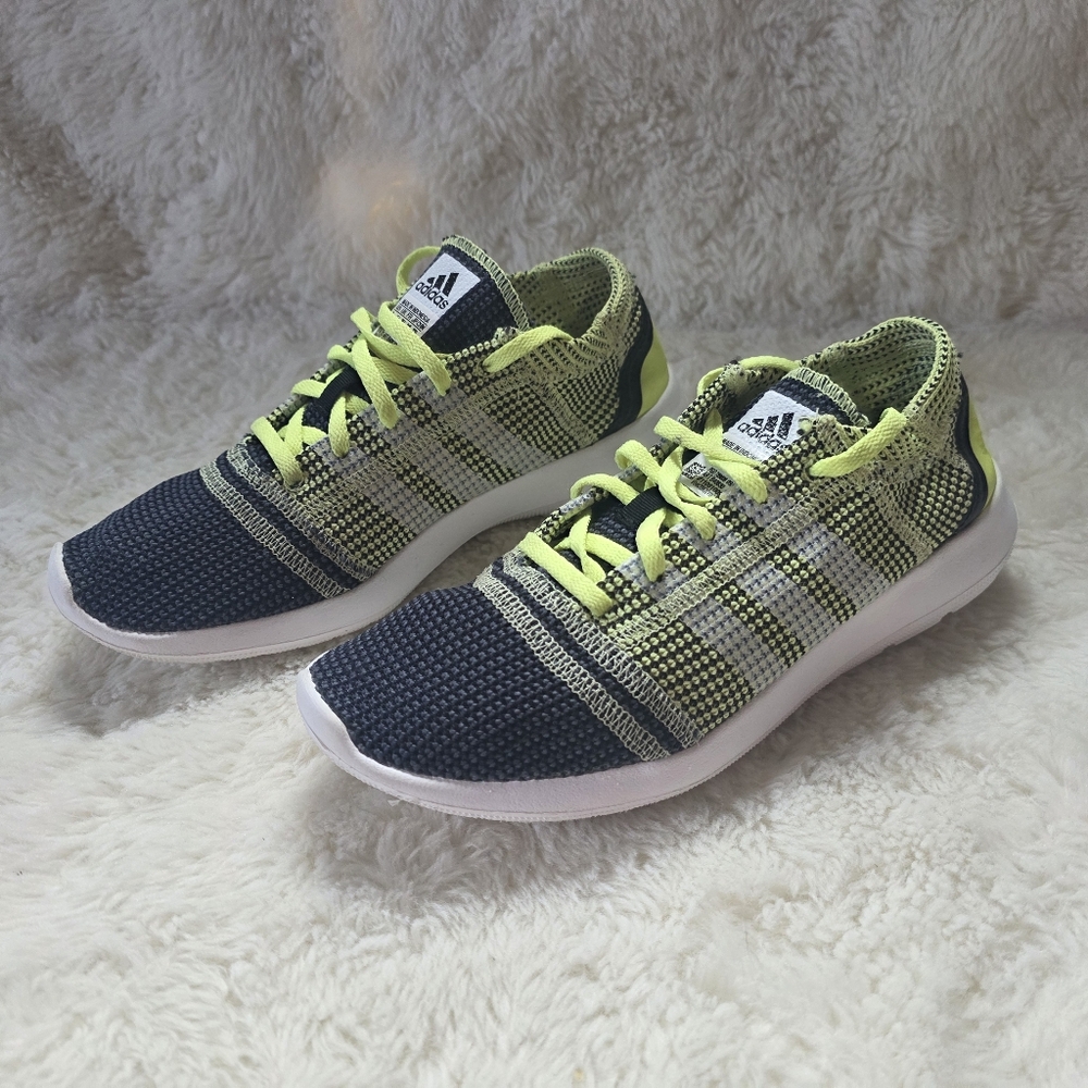 Adidas Element Refine Tricot Neon Slime Lime Black Men Size 7 Athletic Runners